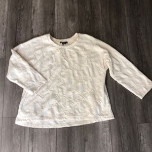 Vince jacquard 3/4 Cuff sleeve sweatshirt W pockets - large EUC Solid CREAM